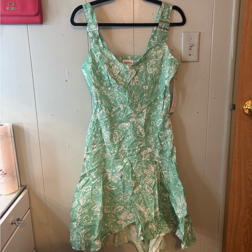 Together Mint Green Floral High Low Dress
